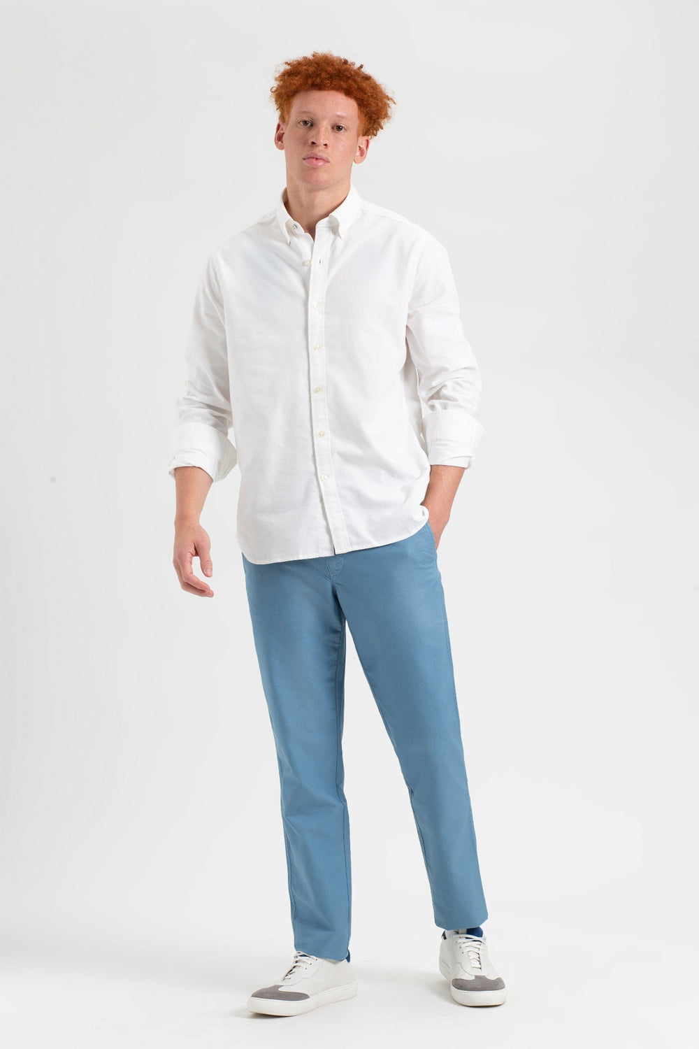 Pantalon Ben Sherman Beatnik Oxford Slim Taper Garment Dye Chino Bleu | IZV-92553573